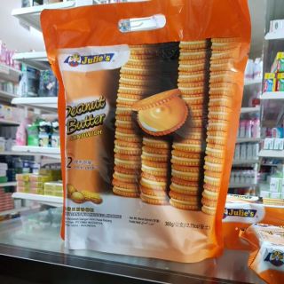 👌👌👌บิสกิตเนยถั่ว ห่อใหญ่ 360g Julies peanut butter biscuit ขนมไส้ถั่ว.ถุงหิ้ว