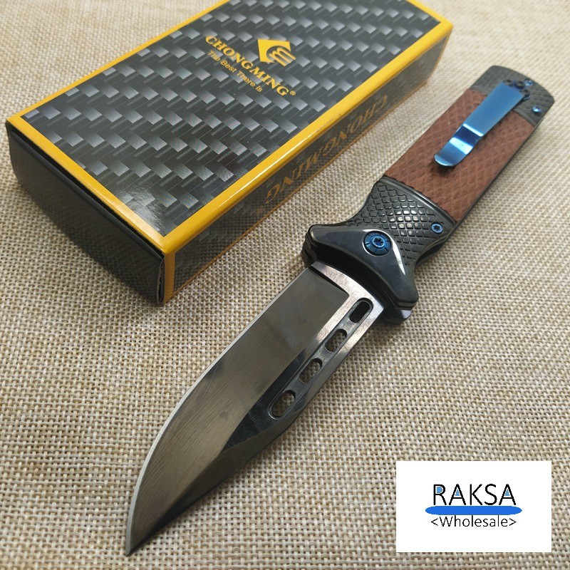 RAKSA Wholesale CHONGMING Knife CM010 มีดพับ มีดพกพา มีดพกเดินป่า มีดสวยงาม มีดพกสวย มีดแคมป์ปิ้ง สีดำเคลือบผิวไทเทเนียม - รูปที่ 5