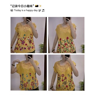 💐พร้อมส่ง💐เสื้อแขนสั้นลูกไม้ ลายดอกสวยๆ ผ้าดีใส่สบาย เหมาะสำหรับฤดูร้อนที่ใกล้เข้ามาแล้ว ใส่สบายไม่อึดอัด