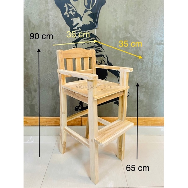 เก้าอี้บาร์เด็ก งานดิบ มีที่พักเท้า ขนาดประมาณ 35*35 สูงจากพื้นถึงที่นั่ง 65 cm. เก้าอี้ไม้สัก