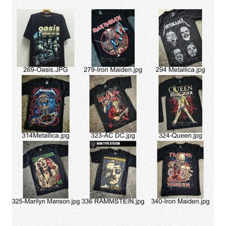 เสื้อยืดสีดำอินเทรนด์เสื้อยืดสีดำ เสื้อยืด เสื้อวง BAND ACDC Slash Metallica Iron maiden NTS brand S M L XL XXL เสื้อยืด