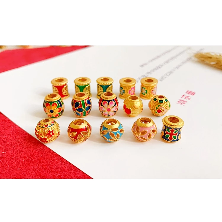ลูกปัดสไตล์จีนชุบทองสำหรับทำเครื่องประดับสร้อยข้อมือ DIY thumbnail 10