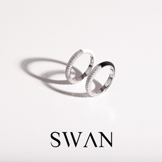 SWAN - Pave Enamel Ring แหวนเงินแท้ ชุบสี enamel ใส่แล้วไม่แพ้ ฝังเพชร์คิวบิคเซอร์โคเนีย cubic zirconia