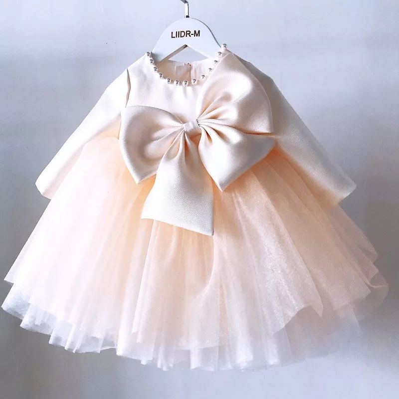 GIRLS DRESS BABY GIRLS BIRTHDAY PARTY DRESS GIRLS TILE SKIRT GIRLS PEACH BIRTHDAY PARTY DRESS