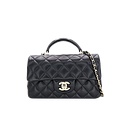 [BU220705082] Chanel / Mini Flap Bag With Top Handle Lambskin GHW Microchip