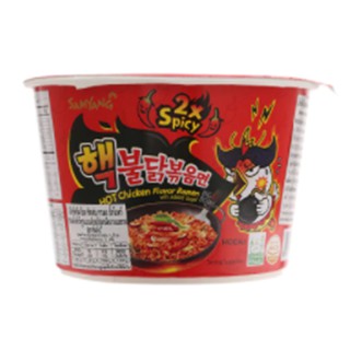 ซัมยังราเมงกึ่งสำเร็จรูปแบบแห้งรสไก่สูตรเผ็ดคูณ2แบบชาม 105กรัม Samyang Ramen Instant Dry Chicken Flavor Double Spicy