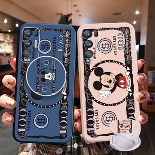 เคสโทรศัพท์มือถือ ขอบสี่เหลี่ยม ลายมิกกี้เมาส์ พร้อมแหวนขาตั้ง สําหรับ OPPO Reno6 Z 5G Reno 5 Pro 4 3 Reno2 Z F A95 5G A76 A96 4G