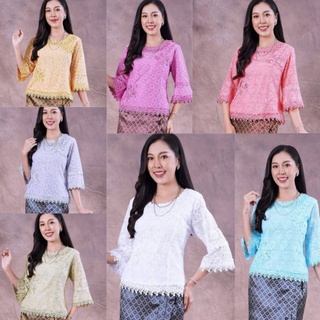 เสื้อผ้า18สี ลูกไม้ราเชล อก36/38/40/42/44/46/48/50 เนื้อนุ่ม ใส่สบาย คอกลม มีซิปหลังสวมใส่ง่าย ลูกไม้ทั้งตัว