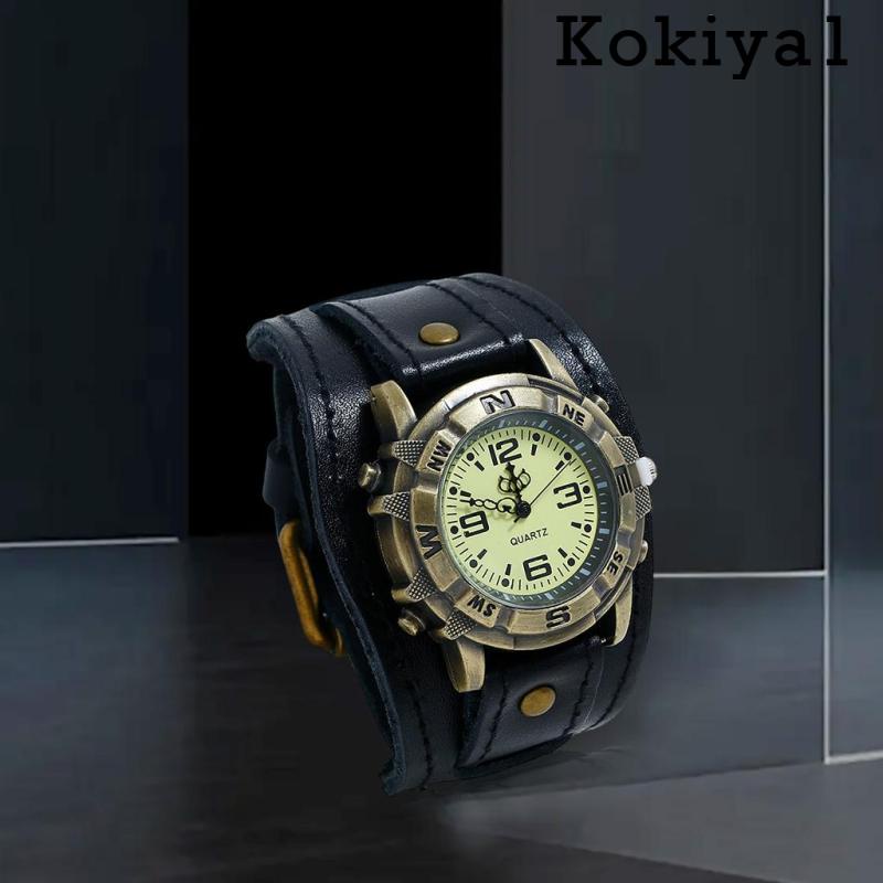 [kokiya1] นาฬิกาข้อมือสายหนัง สีดํา สไตล์วินเทจ สําหรับผู้ชาย ราคา ถูกที่สุด ดีลบีเคเค แกลเลอรีภาพที่ 8