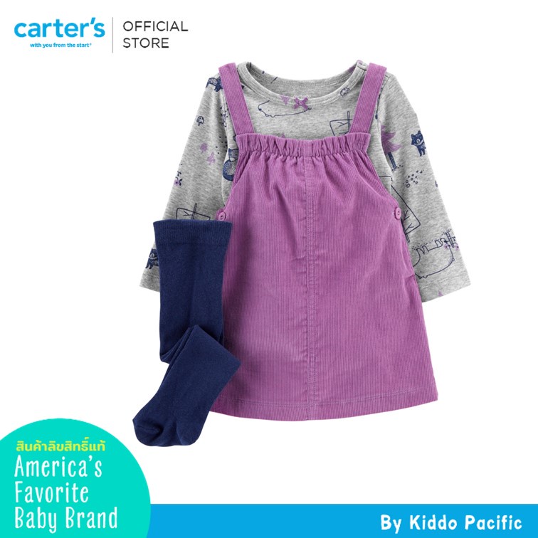 Carter's Dress + Long Sleeve 2Pc Purple L9 คาร์เตอร์เสื้อผ้าชุดเซทกระโปรง + เสื้อ