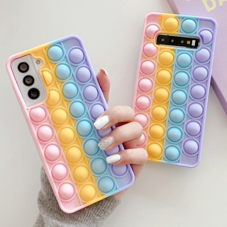 Samsung Galaxy A52 A72 A51 A71 A50 A50S A70S A30S A12 A31 Note 20 Ultra S21 S20 Plus S20 S10 S9 Plus บรรเทาความเครียด Pop Fidget ของเล่น Push It Bubble ซิลิโคน