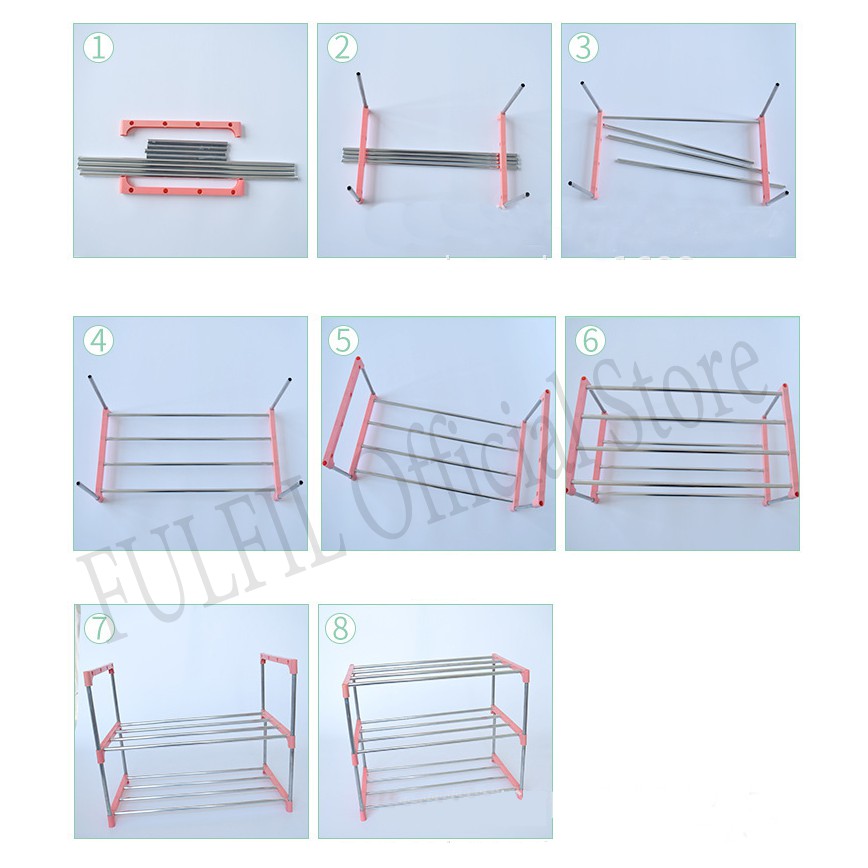 พร้อมส่ง  ชั้นเก็บรองเท้าสแตนเลส Shoe Rack ที่วางรองเท้า 5ชั้น มีให้เลือก 3 แบบ 4สี ราคา ถูกที่สุด ดีลบีเคเค แกลเลอรีภาพที่ 6