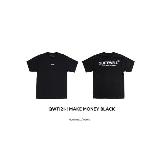 QUITEWELL เสื้อยืดแขนสั้น 121-1 MAKE MONEY BLACK เสื้อผู้ชาย Oversize สกรีนลาย สีดำ วินเทจ