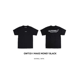 เสื้อยืดผ้าฝ้าย QWT121-1 MAKE MONEY BLACK
