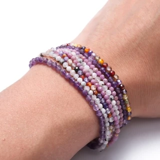 อัญมณีธรรมชาติขนาดเล็ก Tourmaline Quartz และ Amethyst Agate Crystal Faceted สําหรับทำสร้อยข้อมือ DIY