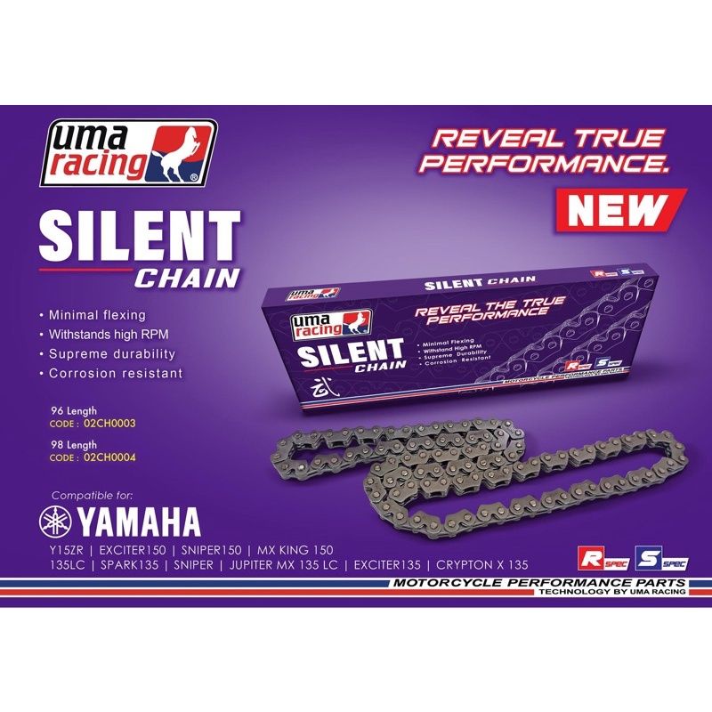 UMA RACING TIMING CHAIN SILENT CHAIN 96L /98L Y15ZR LC135(STANDARD & JACK ROD) 100 UMA RACING