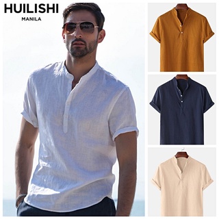 HUILISHI 9COLOUR Chinese collar men's short-sleeved cotton shirt polo shirt