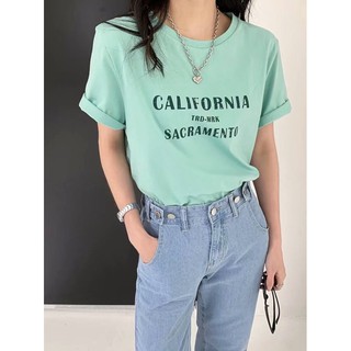 :: CALIFORNIA TEE :: เสื้อยืดทรงพอดีตัว **งานป้ายkorea🇰🇷** สกรีนลายด้านหน้า ผ้านิ่มมากๆ