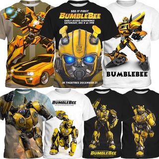 เสื้อยืดแขนสั้น พิมพ์ลาย Transformers Bumblebee เหมาะกับของขวัญวันเกิด แฟชั่นฤดูร้อน สําหรับเด็กผู้ชาย อายุ 3-13 ปี