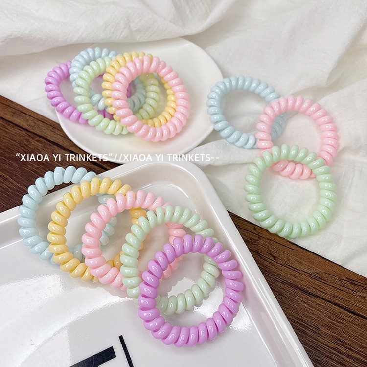 ปล่อยให้ ลูกอมสีอุปกรณ์ผมที่มีสีสันสายโทรศัพท์ผมแหวนยางรัด ชม. หูฟัง เชือกสําหรับสาวๆ