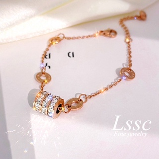 【พร้อมส่ง】สร้อยข้อมือผู้หญิงไม่ลอกดำใส่อาบน้ำได้ โรมัน สแตนเลส ทอง 18k เพชร กำไลข้อมือ เครื่องประดับ