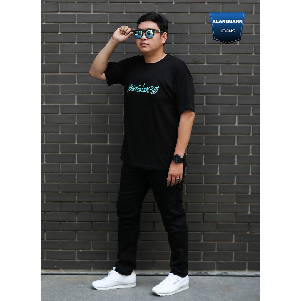 กางเกงยีนส์ชายอ้วน กางเกงยีนส์ชาย กางเกงขาเดฟ 507 JUMBO SIZE28 -44 สีซุปเปอร์แบล๊ค-ผ้ายีนส์ยืด ทรงเดฟ (เป้าซิป)