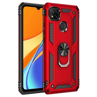 เคสโทรศัพท์มือถือ PC แข็ง กันกระแทก พร้อมแหวนนิ้ว หลากสี สําหรับ Redmi 9C Redmi9C