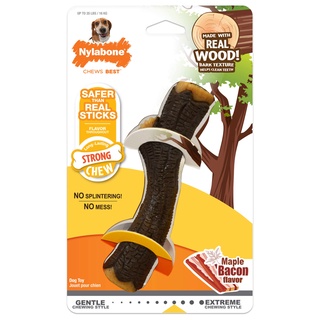 Nylabone Strong Chew Real Wood Dog Stick Toy - Maple Bacon Flavor Dog Chew Toy แท่งไม้สำหรับแทะ กลิ่นเมเปิ้ล เบคอน