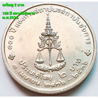 เหรียญ 2 บาท 100 ปี แห่งการสถาปนาสถาบันอัยการ 1 เมษายน 2436 -2536 *ไม่ผ่านใช้*