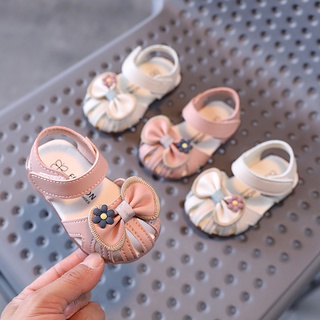 รองเท้าแตะ พื้นนิ่ม ประดับโบว์ ระบายอากาศได้ดี เหมาะกับเดินช…