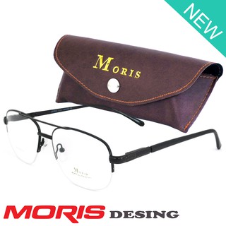 Moris แว่นตา รุ่น 2904 สีดำ กรอบเซาะร่อง ขาสปริง วัสดุ สแตนเลส สตีล (สำหรับตัดเลนส์) กรอบแว่นตา Eyeglasses