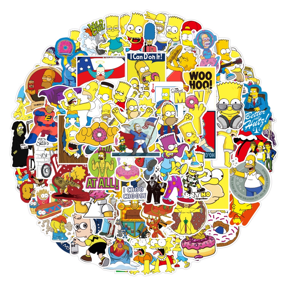สติกเกอร์ ลายการ์ตูนอนิเมะ Simpson กันน้ํา สําหรับติดตกแต่งสเก็ตบอร์ด แล็ปท็อป กระเป๋าเดินทาง กีตาร์ 100 ชิ้น 50 ชิ้น