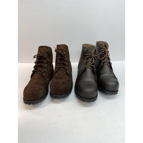 รองเท้าหัวเหล็กอันเดอร์กราวหุ้มข้อ5รูหนังน้ำมัน100%กันน้ำ Safety shoes