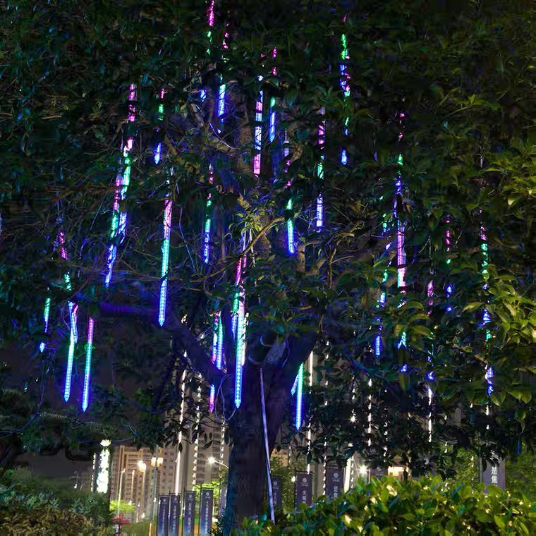 ชุดหลอดไฟดาวตก ไฟตกแต่งประดับ LED กันน้ำ ไฟกระพริบคริสต์มาสปีใหม่เทศกาล ชุด8หลอด หลอดยาว30cm LXG