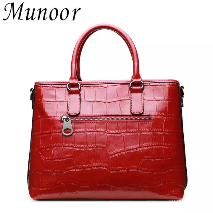 Munoor 100 Genuine Cow Leather Women Tote Bags Casual Business Women