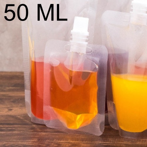 พร้อมส่ง!50/100/200/300ml ถุงบรรจุของเหลว แบบใสขุ่น ก้นตั้งได้  มีจุกสีขาว ติดฝาเกลีย