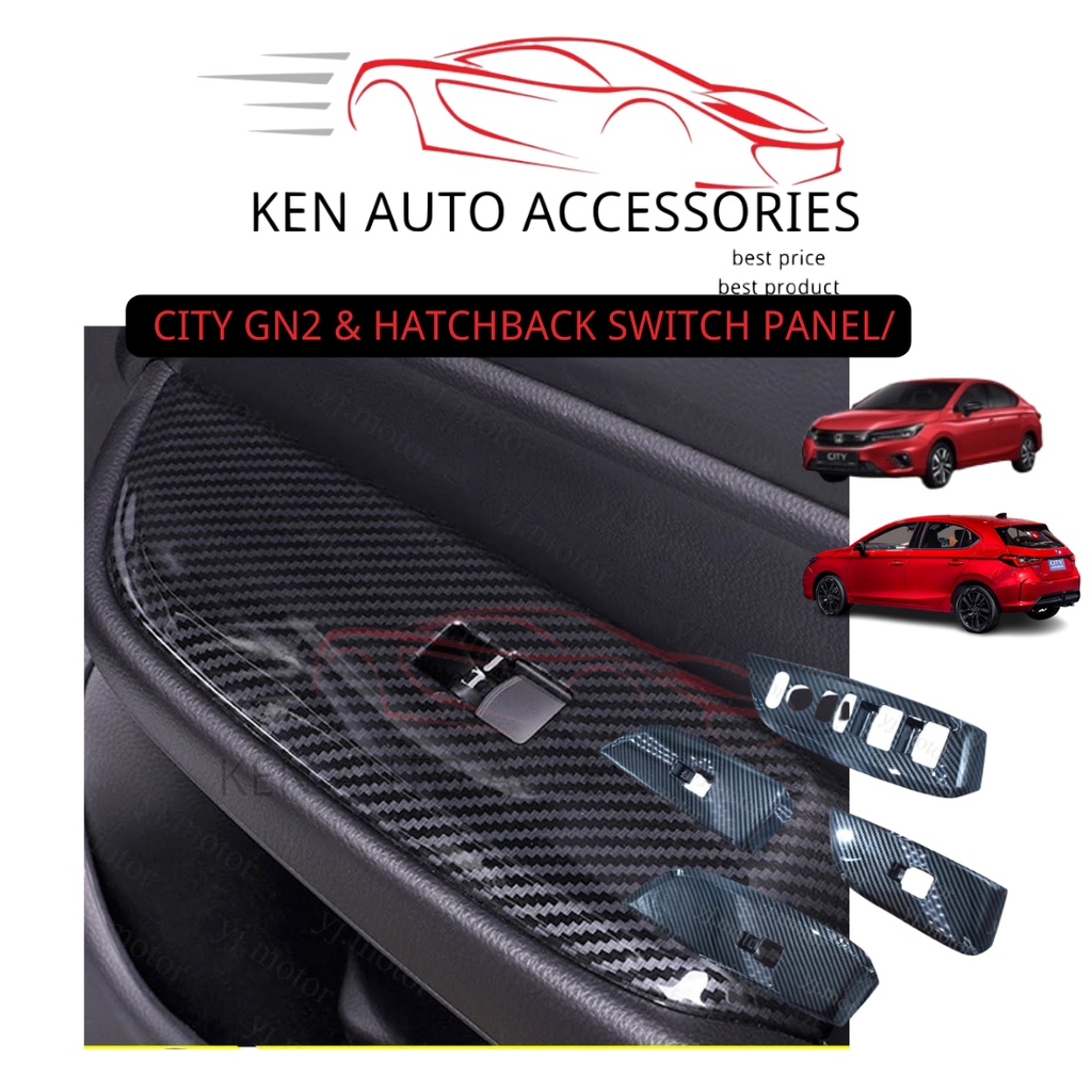 Honda CITY GN2 2020-2024 Facelift &amp; HATCHBACK สวิตช์ประตูแผงครอบคาร์บอนไฟเบอร์ / [คาร์บอนไฟเบอร์ภายใน] ปลั๊ก &amp; เล่น
