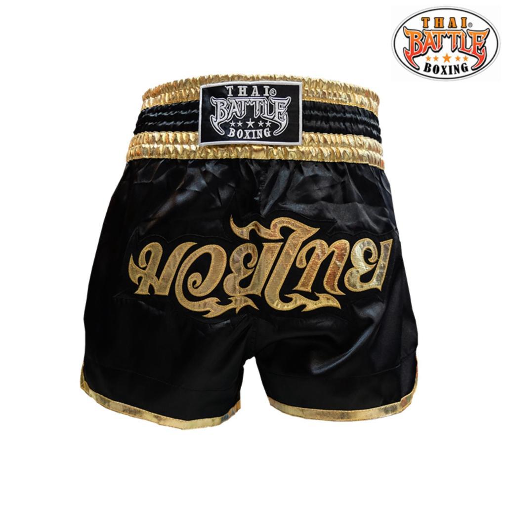 Thai Battle Champ Lumpinee, กางเกงมวย  Muay Thai Boxing Shorts ( สีดำขลิปทอง )hai Battle Champ Lumpinee, กางเกงมวย  Muay