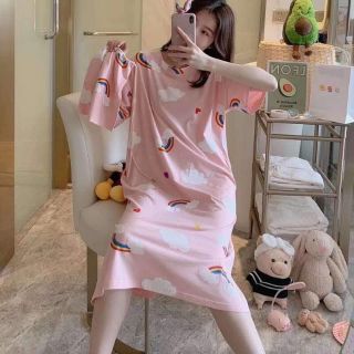 ชุดนอนกระโปรงสายรุ้ง+ถุงผ้า
