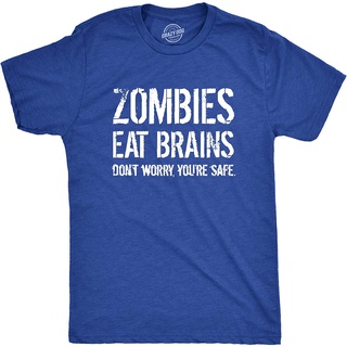 เสื้อยืด พิมพ์ลาย Zombies Eat Brains So Youre Safe แฟชั่นฤดูร้อน สําหรับผู้ชาย