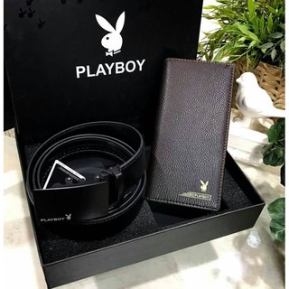 PLAYBOY LEATHER BELT &amp; LONG WALLET VALUE PACK Limited Edition จาก Playboy