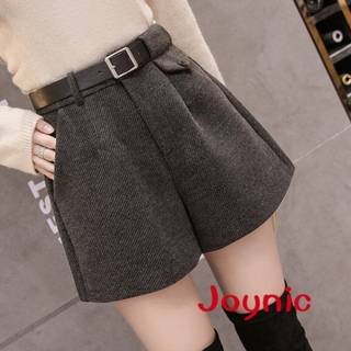 ★joynic☆【S-3XL】ทำด้วยผ้าขนสัตว์กางเกงขากว้างหญิงฤดูใบไม้ร่วงและฤดูหนาวใหม่กางเกงขาสั้นเอวสูงผู้หญิงสวมใส่กางเกงป่าบางหญิงหลวมบาง แฟชั่นเป็นกางเกงขาสั้นบาง กางเกงขากว้าง กางเกงหนัง กางเกงขาสั้นเอวสูง