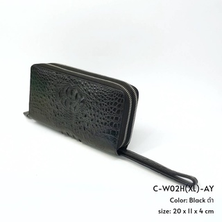 Prang Crocodile Leather Long Double Zipped Wallet กระเป๋าสตางค์ ใบยาว ซิปคู่ หนังจระเข้ C-W02H(XL)-AY