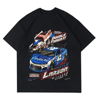 เสื้อยืดสีขาวเสื้อยืด พิมพ์ลาย Nascar VINTAGE LARSON | เสื้อยืด ลาย Nascar RUMBLE RACING | เสื้อแข่ง ขนาดใหญ่ สีดําS-4XL