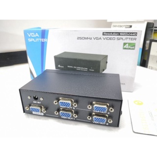 VGA  SPLITER 4 PORT เข้า 1  ออก 4 พอร์ต มีอะแด็ป​เตอร์​