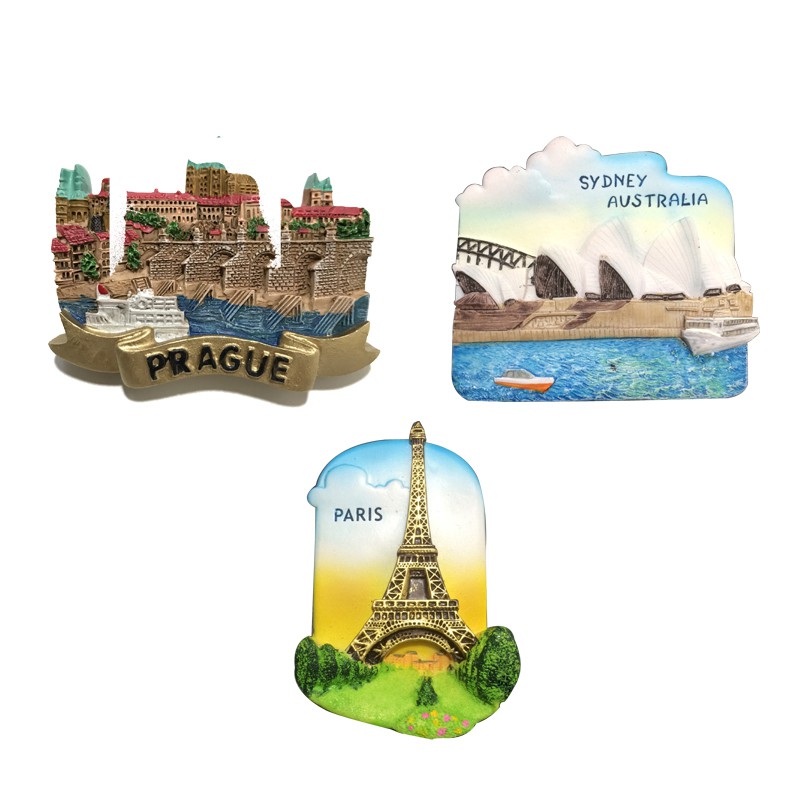 สาธารณรัฐเช็ก Prague Square แม่เหล็กติดตู้เย็น เรซิ่นแม่เหล็กตู้เย็น Ssticker Sydney Opera House Paris Fidge Magnet