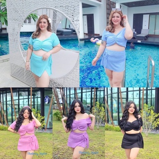 [ใส่โค้ด BLUEBER9 ลด45.- ขั้นต่ำ 300.-] Plus Size ชุดเซ็ต 3ชิ้น เซตไปทะเลไซส์ใหญ่ ชุดไปทะเลสาวอวบอ้วน