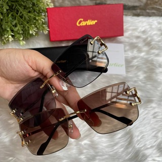 พร้อมส่ง แว่นตากันแดด เจาะเลนส์ cartier เปลือยกรอบ