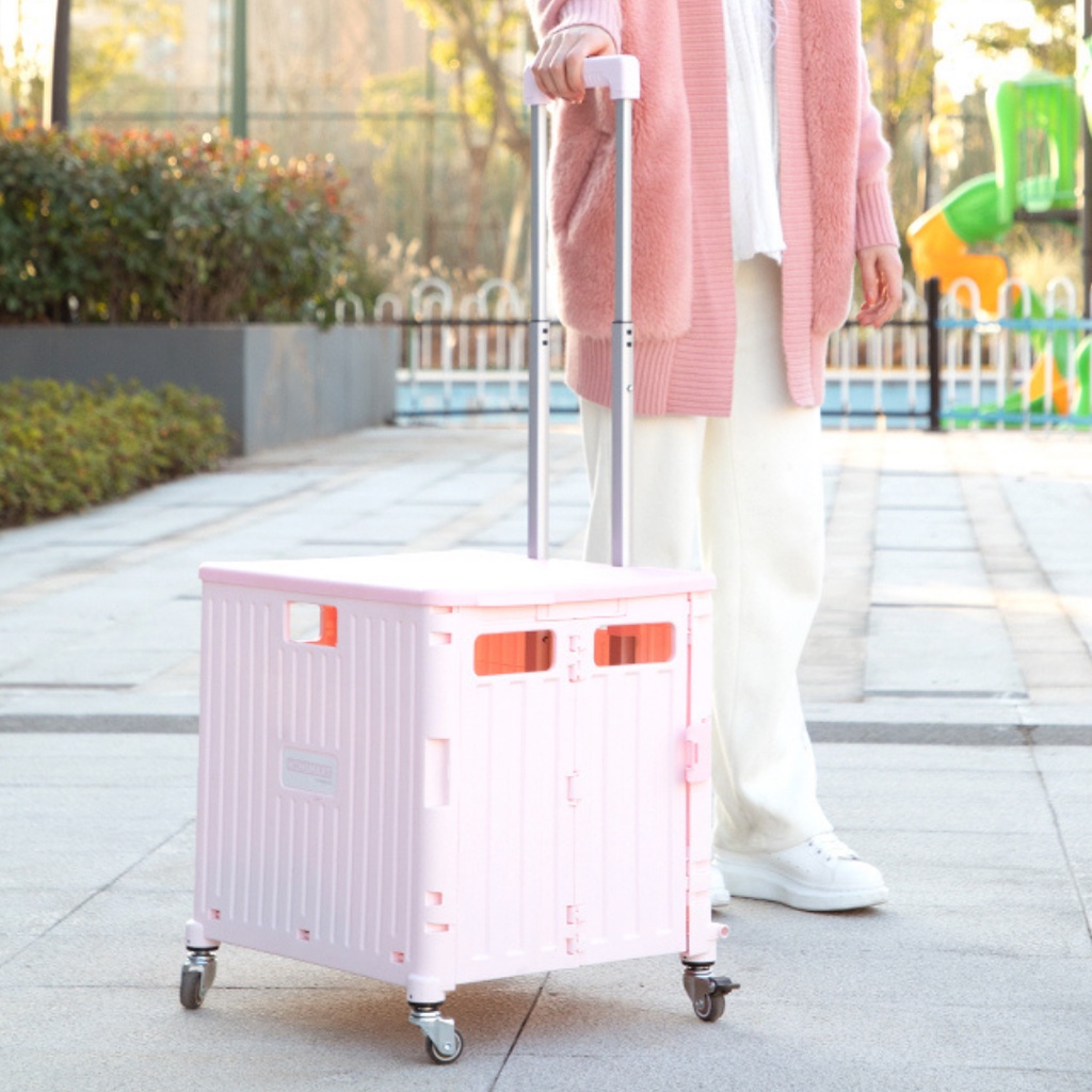 ล้อทิศทางหมุน360องศา ล้อเบรครถเข็นพับได้เกาหลีล้อรถเข็นตะกร้าพับได้4ล้อรถเข็นจ่ายตลาดรถเข็นช้อปปิ้งแคมปิ้งรถเข็นสุนัขแมว - รูปที่ 3