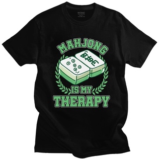 เสื้อผ้าผชเสื้อยืดแขนสั้น ผ้าฝ้าย พิมพ์ลายไพ่นกกระจอก is my therapy สําหรับผู้ชาย 614S-5XL